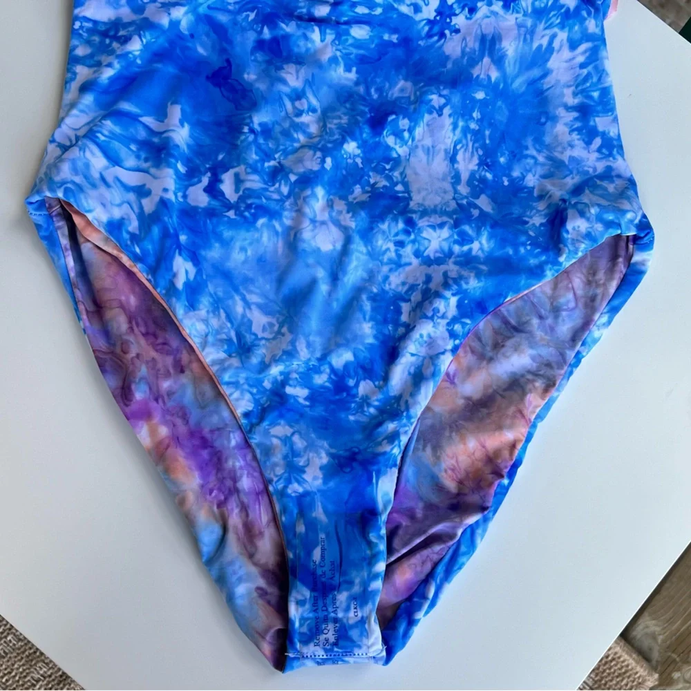 🆕 Soluna Reversible One-Piece Swimsuit Large Multicolor Tie-Dye Halter High Rise - Picture 7 of 13